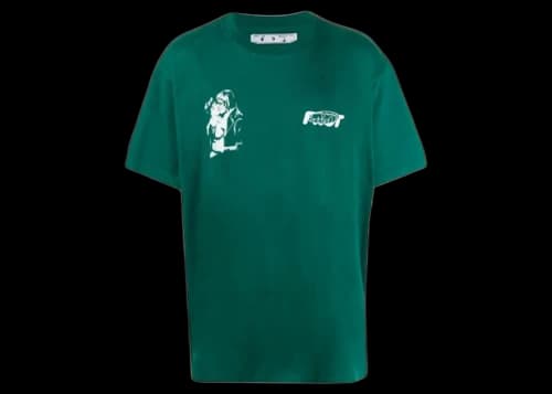OFF-WHITE Kiss 21 Logo Print Over-Fit T-shirt Green