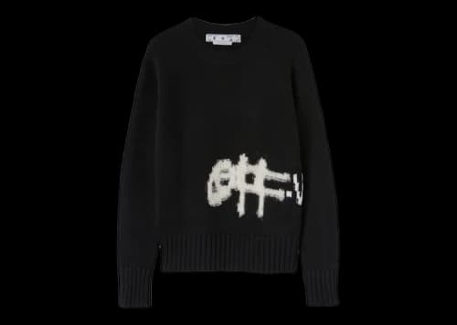 OFF-WHITE Logo Intarsia Crewneck Black