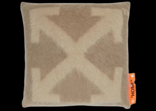 OFF-WHITE Mohair Large Cushion Taupe Beige