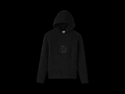 OVO Cable Knit Crest Hoodie Black
