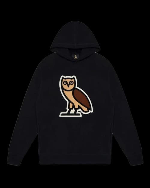 OVO Chenille Bubble Owl Hoodie Hoodie Black
