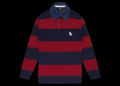 OVO Denim Collar Rugby Shirt Red/Navy