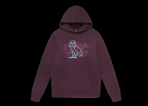 OVO Neon Light Hoodie Wine/Pine