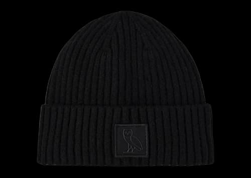 OVO Ribbed Knit Beanie Black