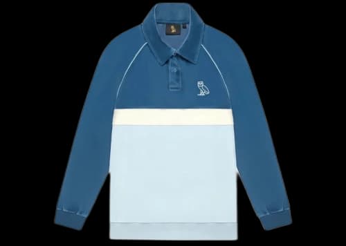 OVO Velour Longsleeve Polo Blue/Skyway