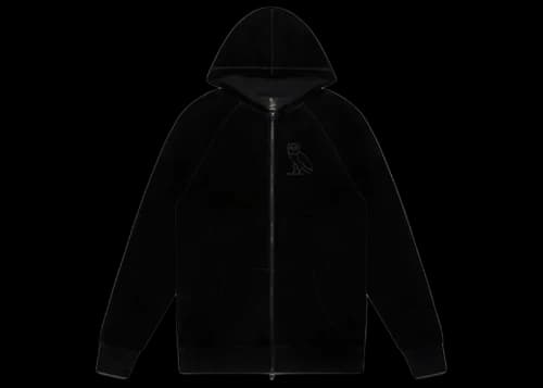 OVO Velour Zip Hoodie Black