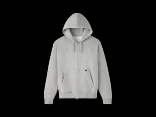 OVO Waffle-Lined Full-Zip Hoodie Heather Grey