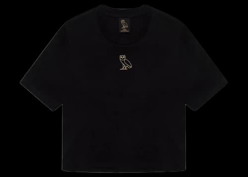 OVO Womens Classic Owl Cropped T-shirt Black