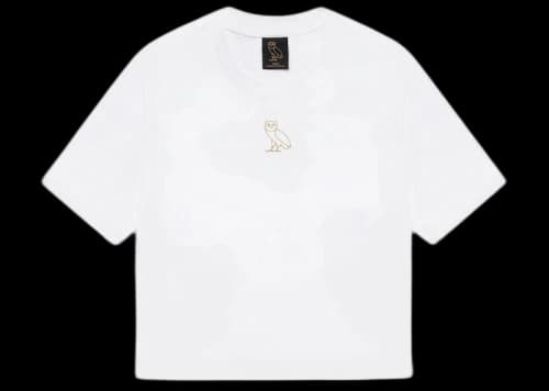 OVO Womens Classic Owl Cropped T-shirt White