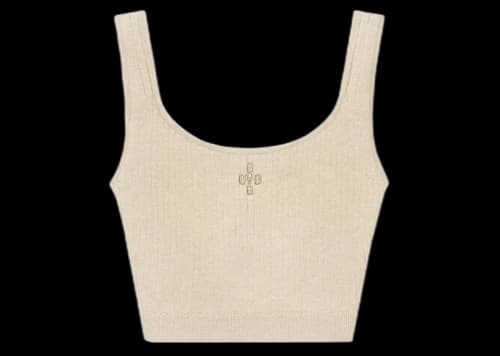 OVO Womens Ribbed Knit Cropped Tank Oatmeal