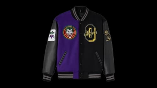 OVO x Batman The Joker Split Varsity Jacket Black