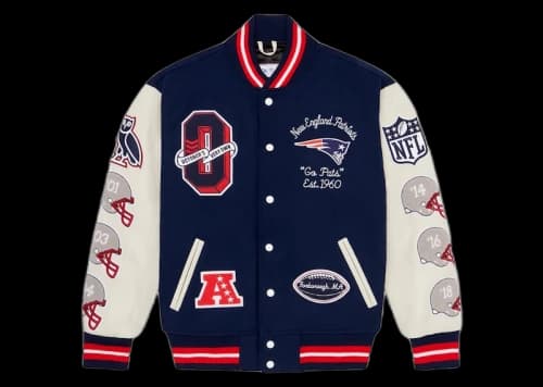 OVO x NFL New England Patriots Varsity Jacket Blue
