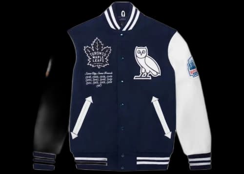 OVO x Roots x Toronto Maple Leafs Varsity Jacket Blue
