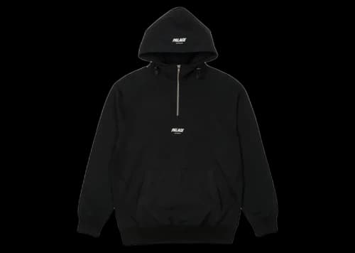 Palace 1/4 Zip Cotton Panel Hood Black