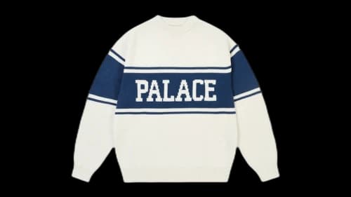 Palace College Stripe Knit Sweater White
