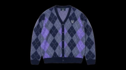 Palace Fred Perry Argyle Cardigan Peacoat