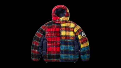 Palace Mohair Wool Puffa Jacket Patchwork