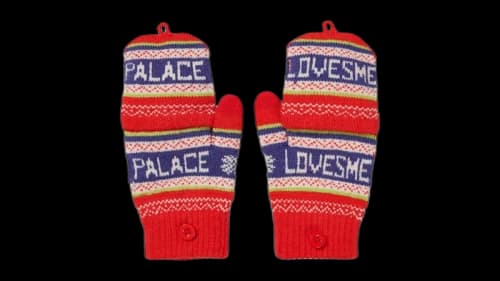 Palace Loves Me Knitted Gloves Red