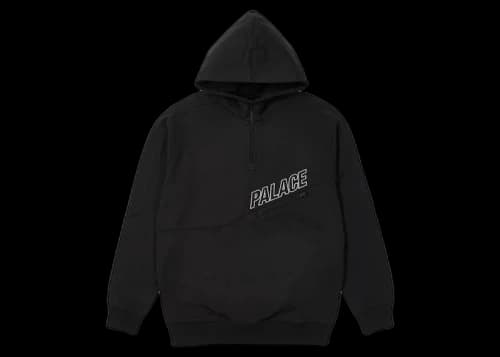 Palace Slant 1/4 Zip Hood Black