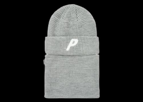 Palace Zip Off Facewarmer P Beanie Grey Marl