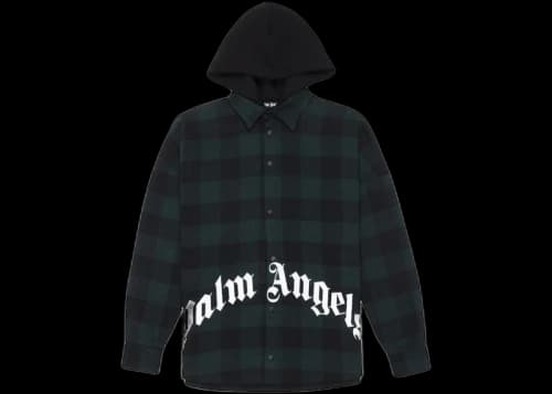 Palm Angels Logo Hooded Overshirt Forest Green