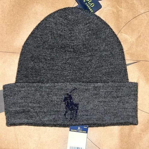 Polo Ralph Lauren Merino Wool Cuffed Beanie Grey