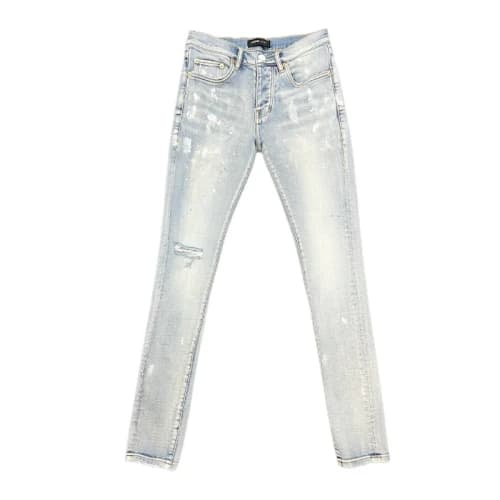 Purple Brand Paint Splatter Jeans Light Blue