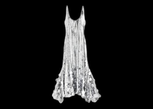 Rabanne H&M Sequined Flared-Skirt Dress Silver