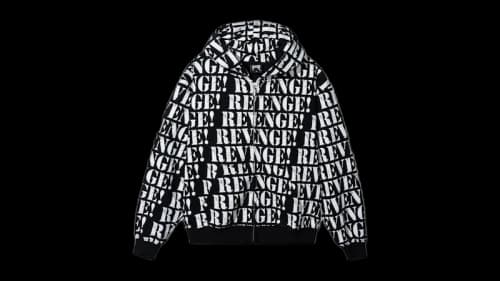 Revenge Allover Logo Zip Sweatshirt Black/White