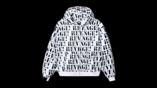 Revenge Allover Logo Zip Sweatshirt White/Black