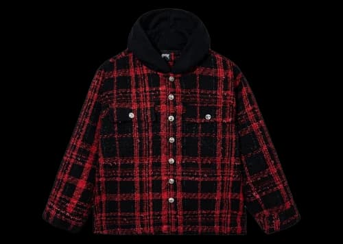 Revenge Skull Patch Hooded Flannel Red/Black
