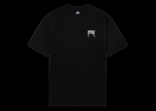 Revenge White Embroidered Basic Tee Black