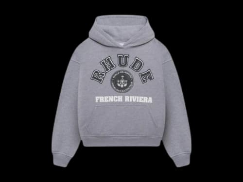Rhude French Riviera Patch Hoodie Heather Grey