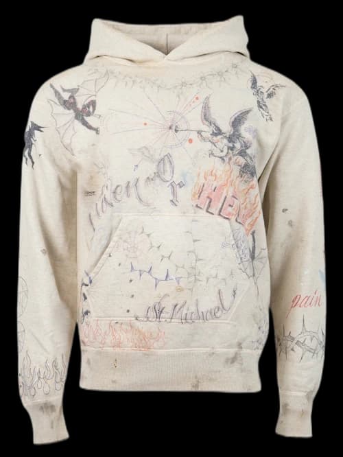 Saint Michael x Dr Woo Graffiti Hoodie Beige