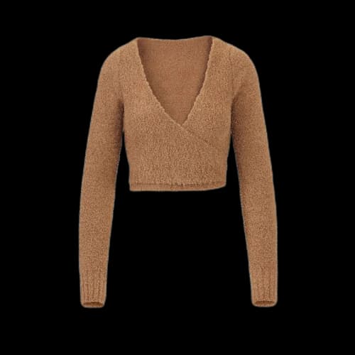SKIMS Cozy Knit Wrap Top Camel