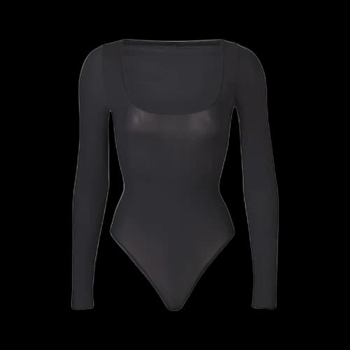 SKIMS Jelly Sheer Long Sleeve Bodysuit Onyx