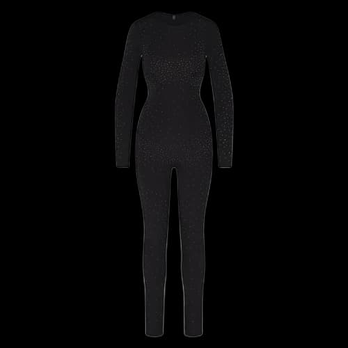 SKIMS x Swarovski Jelly Sheer Long Sleeve Catsuit Onyx