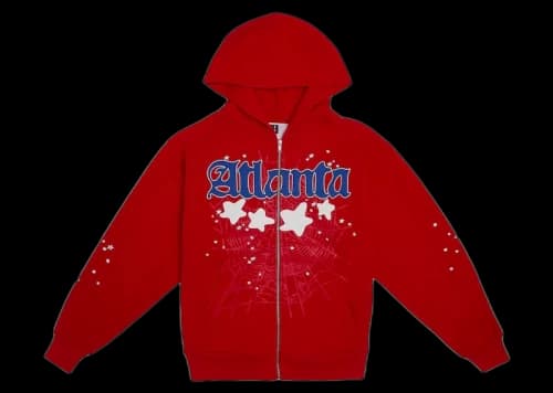 Sp5der Atlanta Zip Up Hoodie Red