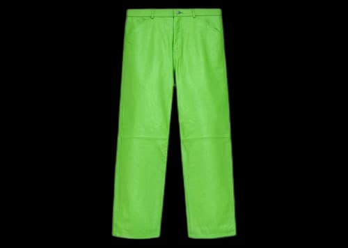 Sp5der Debossed Web Leather Pant Green