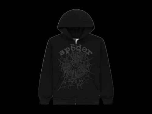 Sp5der OG Web V2 Rhinestone Zip Up Black