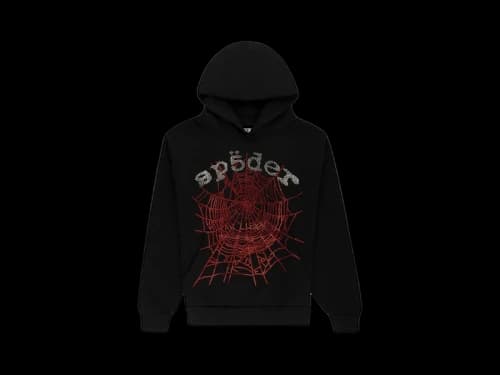 Sp5der Rhinestone OG Web V2 Hoodie Black