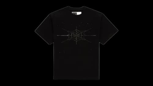 Sp5der Rhinestone Silk Tee Black