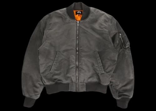 Stussy Dyed Nylon Bomber Jacket Charcoal