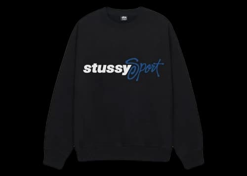 Stussy Sport Script Crew Black