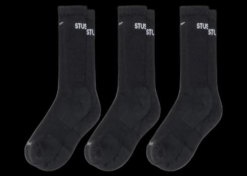 Stussy x Nike Dri-FIT Crew Socks (3 Pack) Black