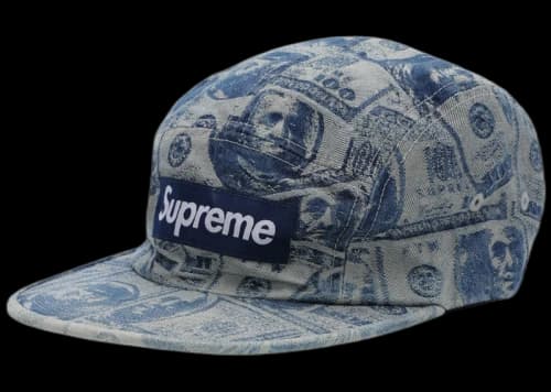 Supreme 100 Dollar Bill Camp Cap Blue