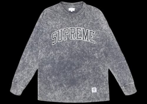 Supreme Acid Wash Arc Logo LS Tee Grey