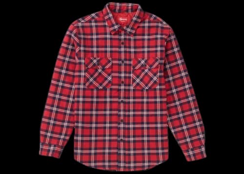 Supreme Arc Logo Quilted Flannel Shirt Red