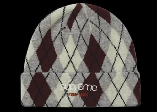 Supreme Argyle Cashmere Beanie Grey