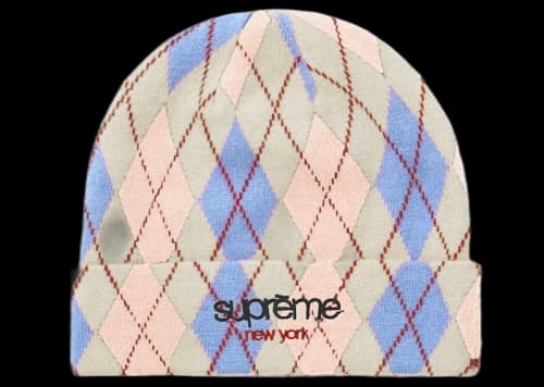 Supreme Argyle Cashmere Beanie White